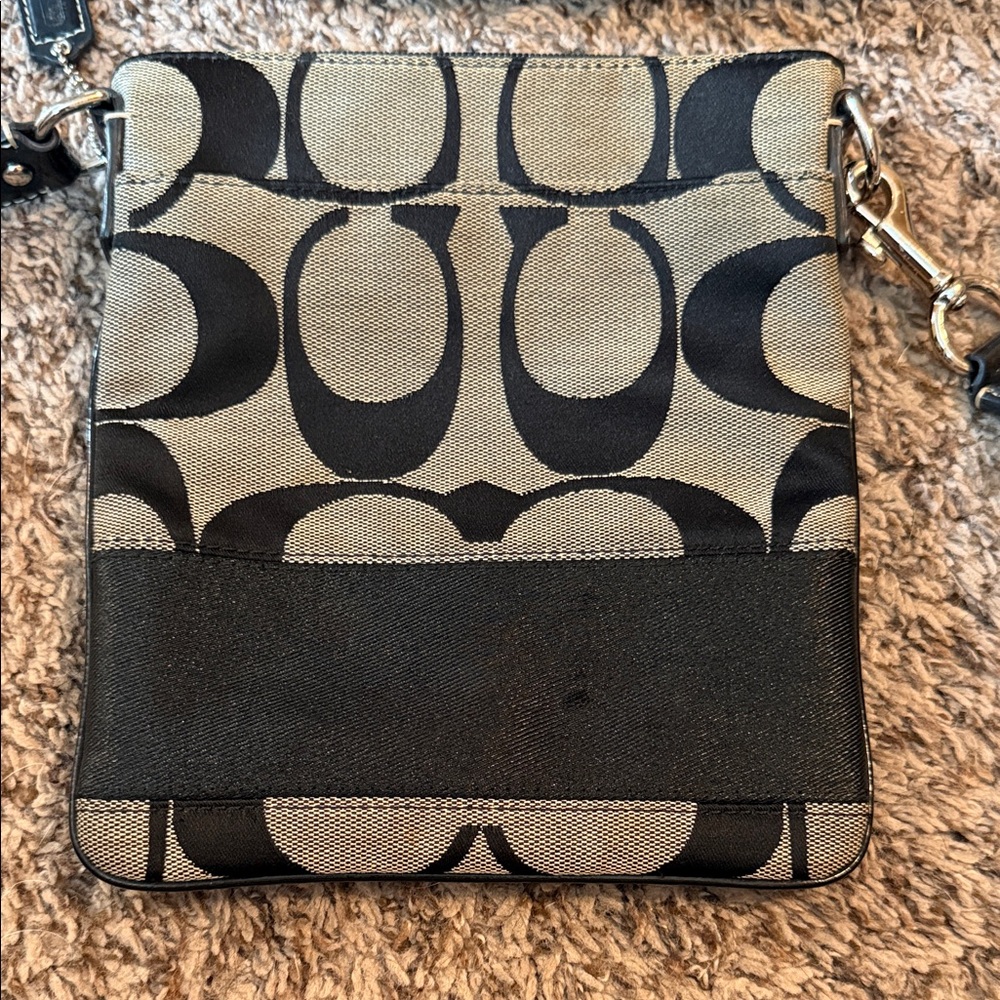 Coach Black and Khaki Signature Canvas Small Crossbody